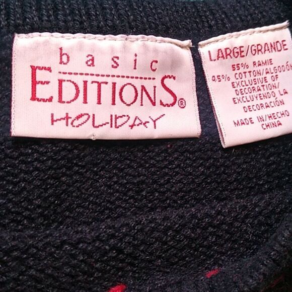 Vintage Basic Editions Holiday Women's Large Black Long Sleeve Cottagecore - Picture 2 of 9